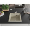 Mexen Vito 1-bowl granite sink with Flora kitchen faucet, beige - 6503-69-670401-07