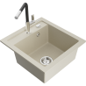 Mexen Vito 1-compartment granite sink with a kitchen mixer tap Flora, Beige - 6503-69-670401-07