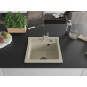 Mexen Vito 1-bowl granite sink with Flora kitchen faucet, beige - 6503-69-670401-07-B