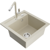 Mexen Vito 1-bowl granite sink with Flora kitchen tap, beige - 6503-69-670401-09