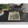 Mexen Vito granite kitchen sink 1-bowl with Flora kitchen faucet, beige - 6503-69-670401-57-B