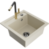 Mexen Vito 1-compartment granite sink with a kitchen mixer tap Flora, Beige - 6503-69-670401-57-B