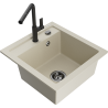 Mexen Vito 1-bowl granite sink with Flora kitchen faucet, beige - 6503-69-670401-70-B