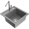 Mexen Vito 1-bowl granite sink with Flora kitchen faucet, gray - 6503-71-670401-00