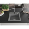 Mexen Vito 1-chamber granite sink with Flora kitchen faucet, gray - 6503-71-670401-06
