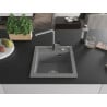 Mexen Vito granite kitchen sink 1-bowl with Flora faucet, gray - 6503-71-670401-06