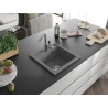 Mexen Vito granite kitchen sink 1-bowl with Flora faucet, gray - 6503-71-670401-06
