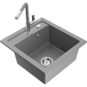 Mexen Vito 1-chamber granite sink with Flora kitchen faucet, gray - 6503-71-670401-06