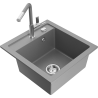 Mexen Vito granite kitchen sink 1-bowl with Flora faucet, gray - 6503-71-670401-06