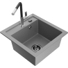 Mexen Vito 1-bowl granite sink with Flora kitchen faucet, gray - 6503-71-670401-07-B