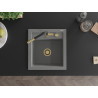 Mexen Vito 1-bowl granite sink with Flora kitchen faucet, gray - 6503-71-670401-57-G