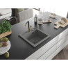 Mexen Vito 1-bowl granite sink with Flora kitchen faucet, gray - 6503-71-670401-57-B