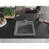 Mexen Vito 1-bowl granite sink with Flora kitchen faucet, gray - 6503-71-670401-57-B