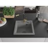 Mexen Vito Granite Single-Bowl Sink with Flora Kitchen Tap, Grey - 6503-71-670401-57-B