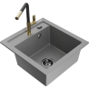 Mexen Vito 1-bowl granite sink with Flora kitchen faucet, gray - 6503-71-670401-57-B