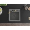 Mexen Vito Granite Single-Bowl Sink with Flora Kitchen Tap, Grey - 6503-71-670401-57-B