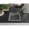 Mexen Vito granite kitchen sink 1-bowl with Flora kitchen faucet, gray - 6503-71-670401-70-B