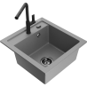 Mexen Vito Granite Kitchen Sink 1-Bowl with Flora Kitchen Tap, Grey - 6503-71-670401-70-B