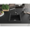 Mexen Vito granite kitchen sink 1-bowl with Flora kitchen faucet, black/silver metallic - 6503-73-670401-00