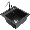 Mexen Vito Granite Kitchen Sink Single-Bowl with Flora Faucet, Black/Silver Metallic - 6503-73-670401-00