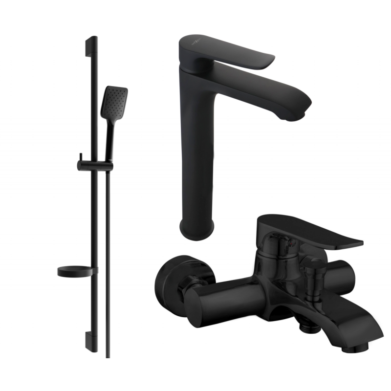 Mexen Pecos DS62 bath set, black - 72713DS62-70