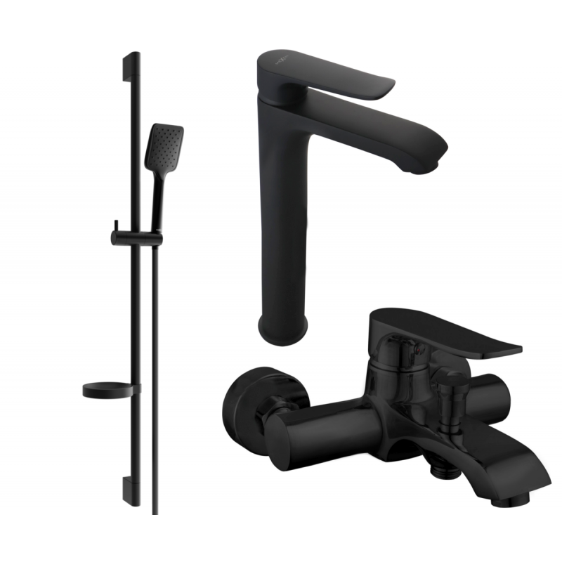 Mexen Pecos DS62 bathtub set, Black - 72713DS62-70