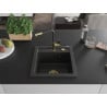 Mexen Vito single-bowl granite sink with Flora kitchen faucet, black/silver metallic - 6503-73-670401-57-G