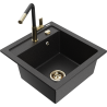 Mexen Vito 1-compartment granite sink with a kitchen mixer tap Flora, Black/Silver metallic - 6503-73-670401-57-G