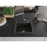 Mexen Vito granite single-bowl sink with Flora kitchen faucet, black/gold metallic - 6503-75-670401-00