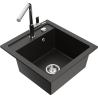 Mexen Vito 1-bowl granite sink with Flora kitchen faucet, black/gold metallic - 6503-75-670401-00