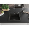 Mexen Vito 1-bowl granite sink with Flora kitchen faucet, black/gold metallic - 6503-75-670401-07-B