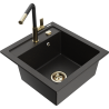 Mexen Vito 1-compartment granite sink with a kitchen mixer tap Flora, Black/Gold metallic - 6503-75-670401-57-G