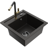 Mexen Vito 1-compartment granite sink with a kitchen mixer tap Flora, Black/Gold metallic - 6503-75-670401-57-B