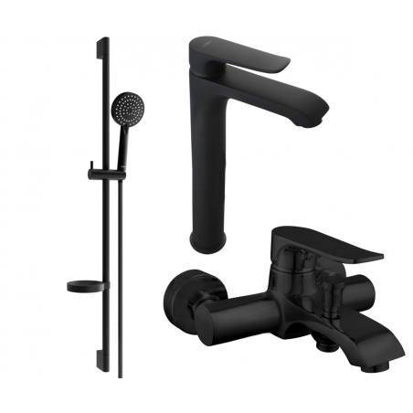 Mexen Pecos DS75 Bath Set, Black - 72713DS75-70