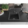Mexen Vito granite kitchen sink with 1 bowl and Flora faucet, black speckled - 6503-76-670401-08