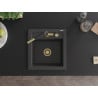 Mexen Vito 1-bowl granite sink with Flora kitchen faucet, black speckled - 6503-76-670401-57-G