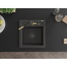 Mexen Vito single-bowl granite sink with Flora kitchen faucet, speckled black - 6503-76-670401-57-B
