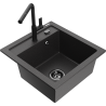 Mexen Vito 1-compartment granite sink with a kitchen mixer tap Flora, spotted black - 6503-76-670401-70-B