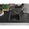 Mexen Vito granite kitchen sink 1-bowl with Flora kitchen faucet, black speckled - 6503-76-670401-75-G