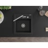 Mexen Vito granite sink 1-bowl with Flora kitchen tap, black - 6503-77-670401-00