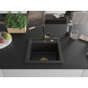 Mexen Vito 1-Bowl Granite Sink with Flora Kitchen Faucet, Black - 6503-77-670401-57-G