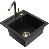 Mexen Vito 1-Bowl Granite Sink with Flora Kitchen Faucet, Black - 6503-77-670401-57-G