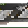 Mexen Mario 2-compartment granite sink with a kitchen mixer tap Flora, White - 6504-20-670401-57-G