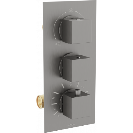 Mexen Cube 3-outlet Thermostatic Bath-Shower Mixer Tap, Graphite - 77503-66