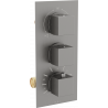 Mexen Cube thermostatic bath-shower mixer 3-way, brushed gun gray - 77503-66