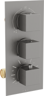 Mexen Cube thermostatic bath-shower mixer 3-way, brushed gun gray - 77503-66