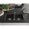 Mexen Mario 2-Bowl Granite Kitchen Sink with Flora Faucet, Black/Gold Metallic - 6504-75-670401-00