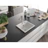 Mexen Milo 1-bowl granite sink with Flora kitchen tap, white - 6505-20-670401-00