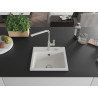 Mexen Milo 1-bowl granite sink with Flora kitchen faucet, white - 6505-20-670401-00