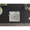 Mexen Milo granite kitchen sink with 1 bowl and Flora kitchen faucet, white - 6505-20-670401-02